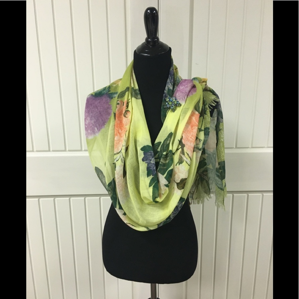 Green Floral Scarf